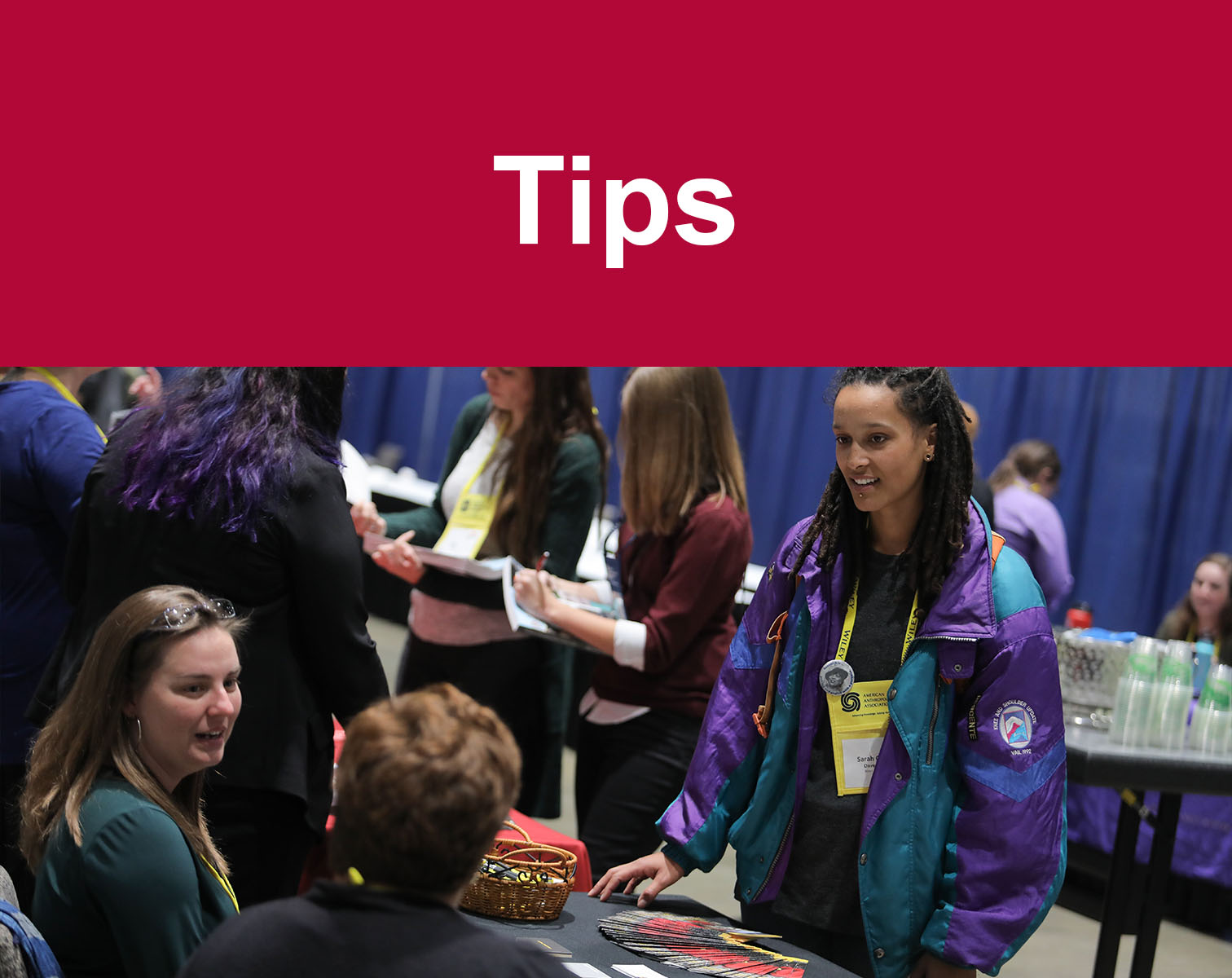 Tips for Membership referral program with an image of people talking in an exhibit hall